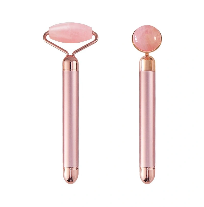 Cosmetic Vibrating Jade Roller 24K Golden Skin Handle Mini 3D Slimming Waterproof Facial Massager