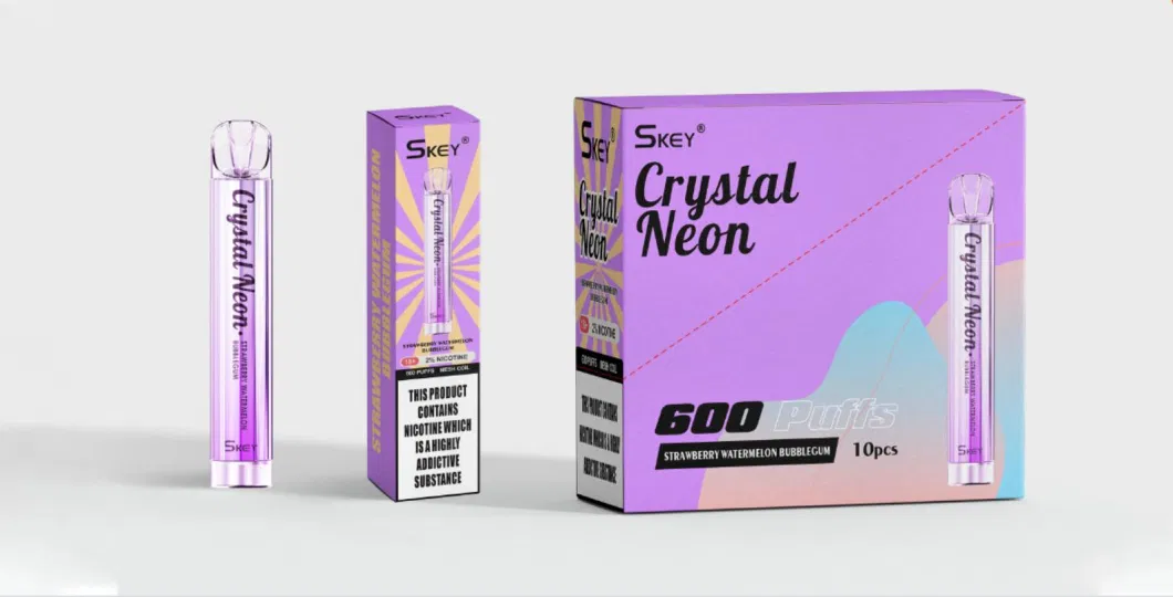 UK Wholesale Tpd Compliant Crystal Bar 600 Puffs Skey Crystal Neon 600 Puffs Disposable Vape Device